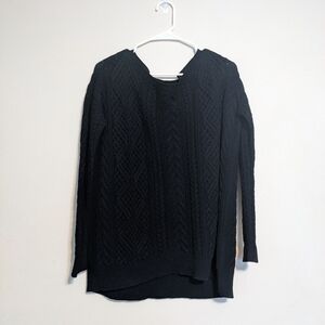 Ralph Lauren BLUE LABEL Cable Knit Cashmere Wool Blend Sweater in Black Size S